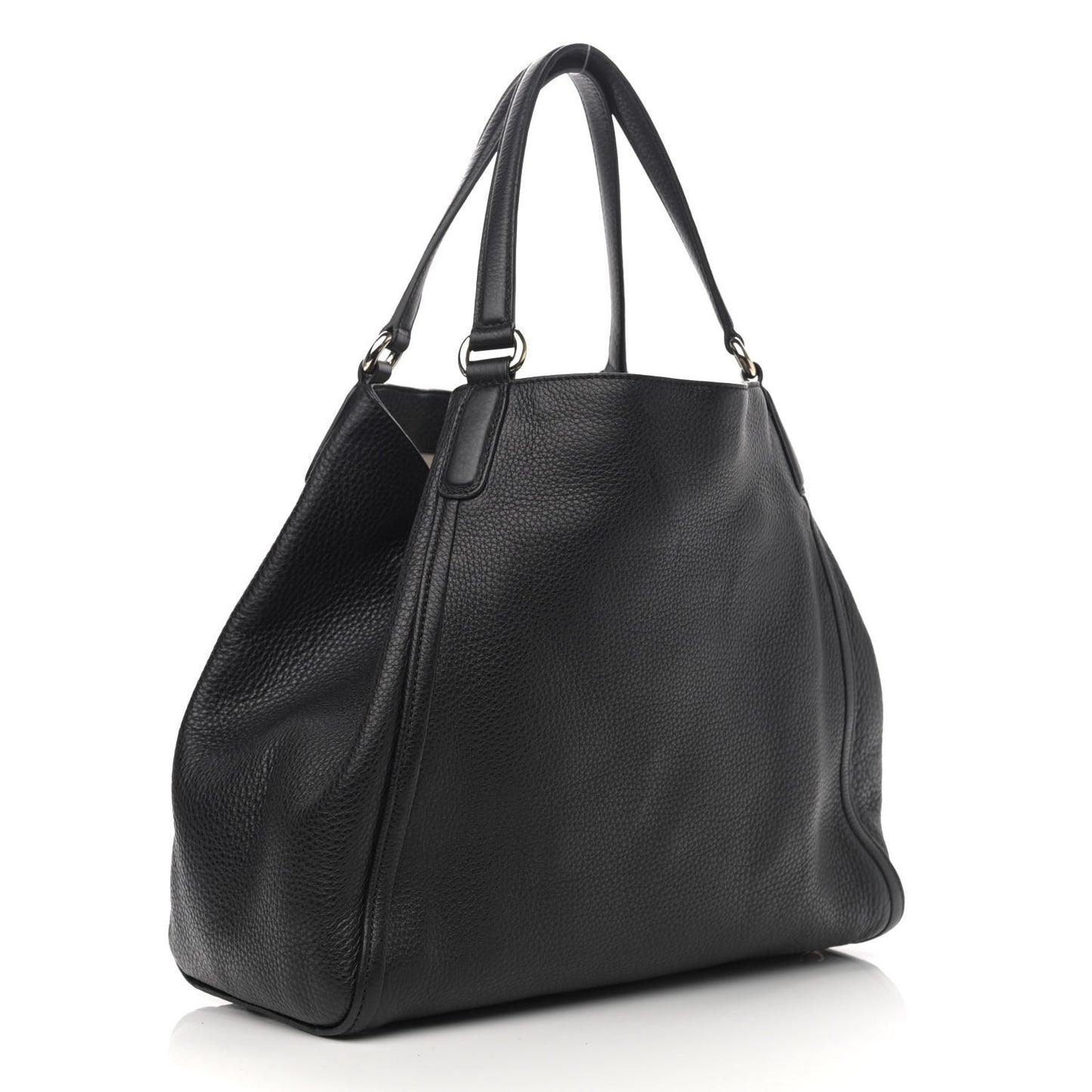 Pebbled Calfskin Medium Soho Shoulder Bag Black