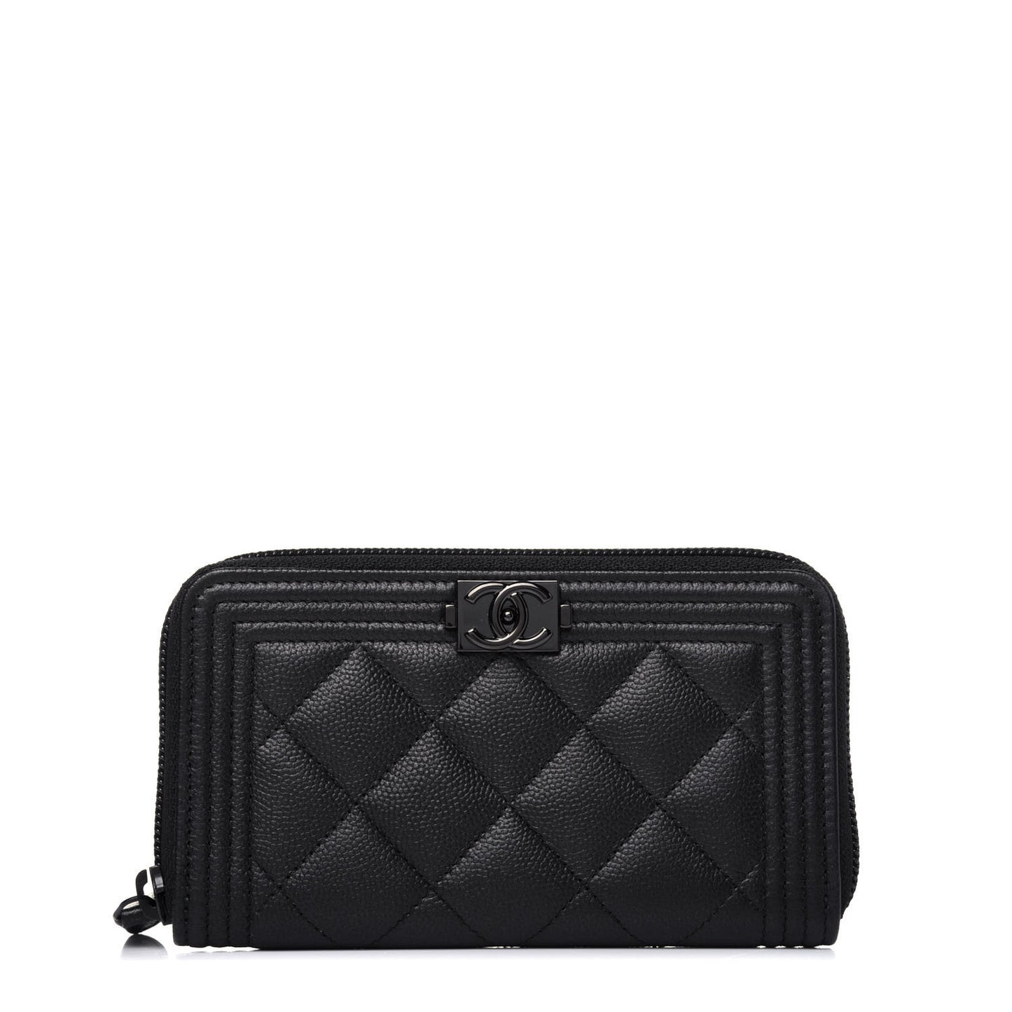 Caviar Quilted Small Boy Zip Around Wallet So Black