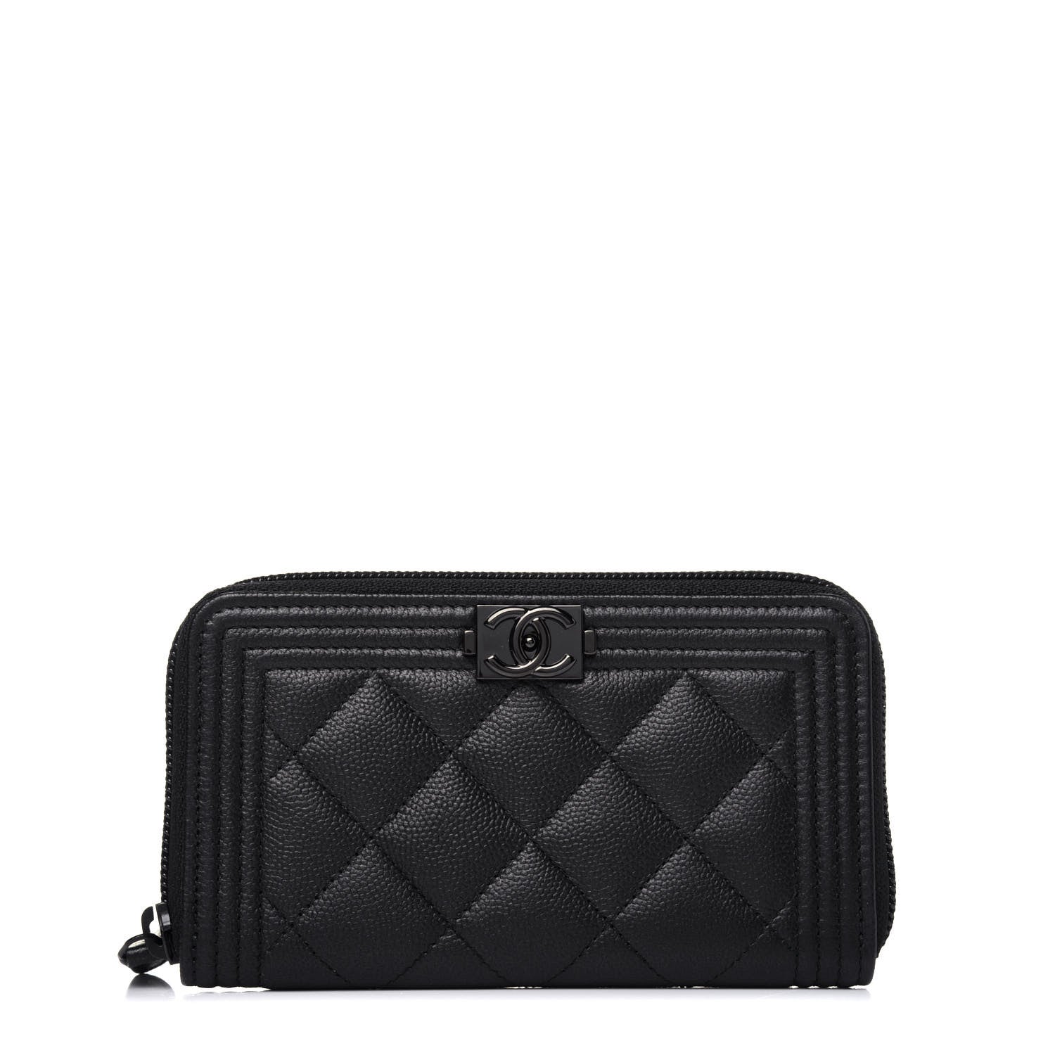 Chanel Caviar Quilted Small Boy Zip Around Wallet So Black 1 of 12