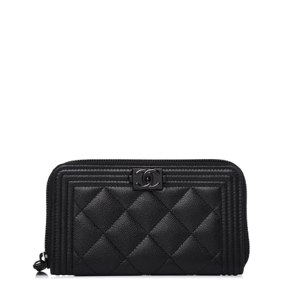 Chanel Caviar Quilted Small Boy Zip Around Wallet So Black 1 of 12