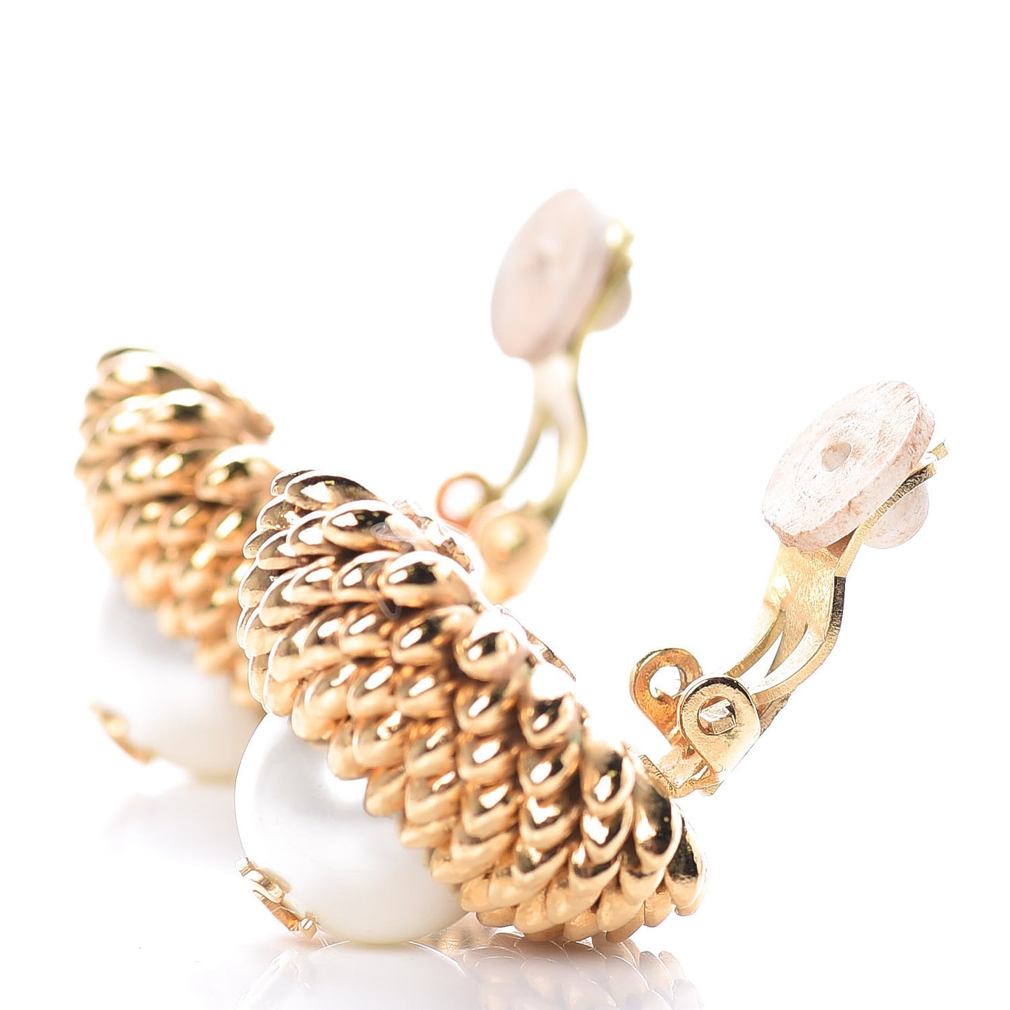 Pearl CC Clip On Earrings Gold