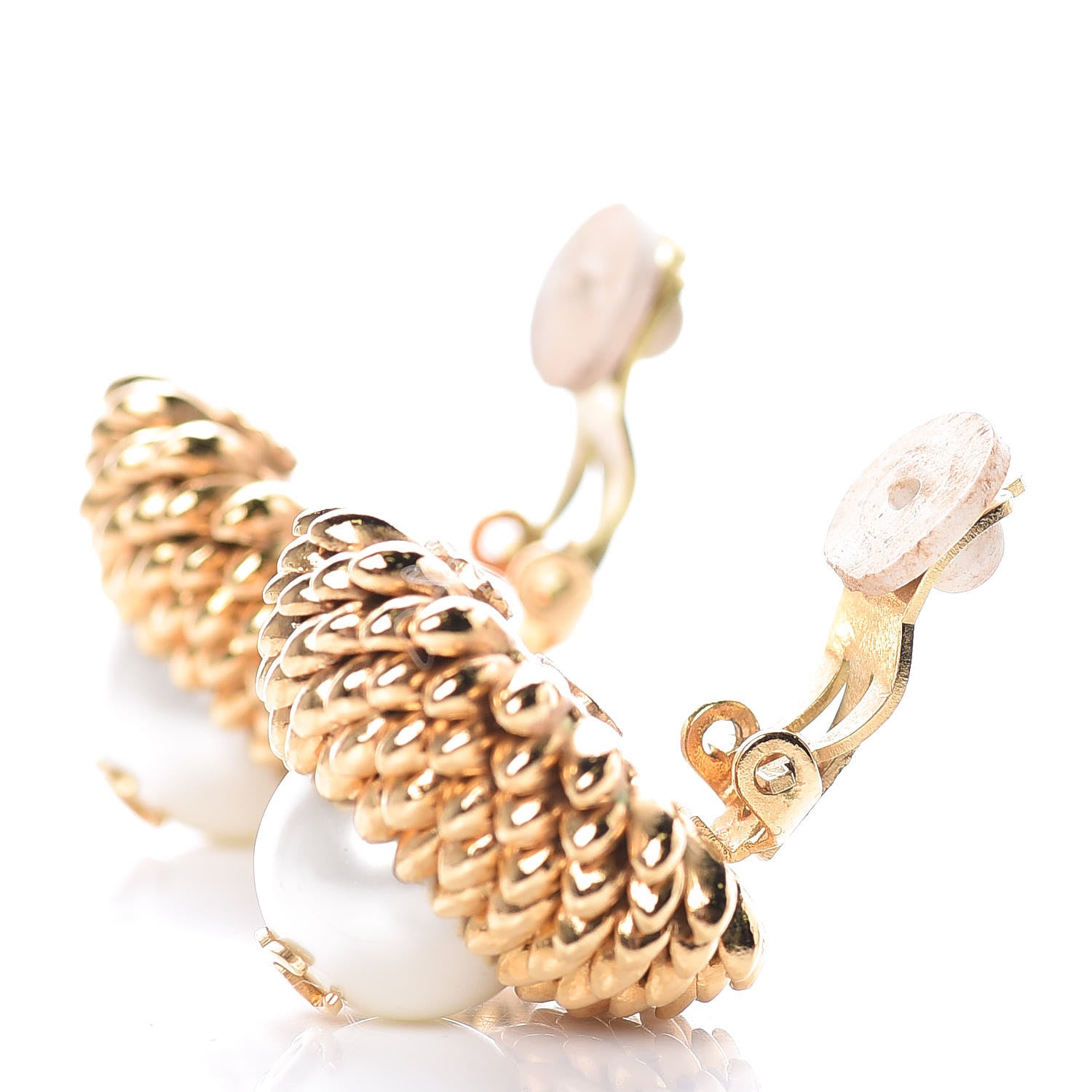Chanel Pearl CC Clip On Earrings Gold 4 of 4