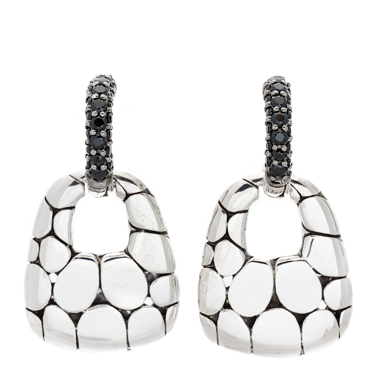 Sterling Silver Black Sapphire Kali Door Knocker Earrings