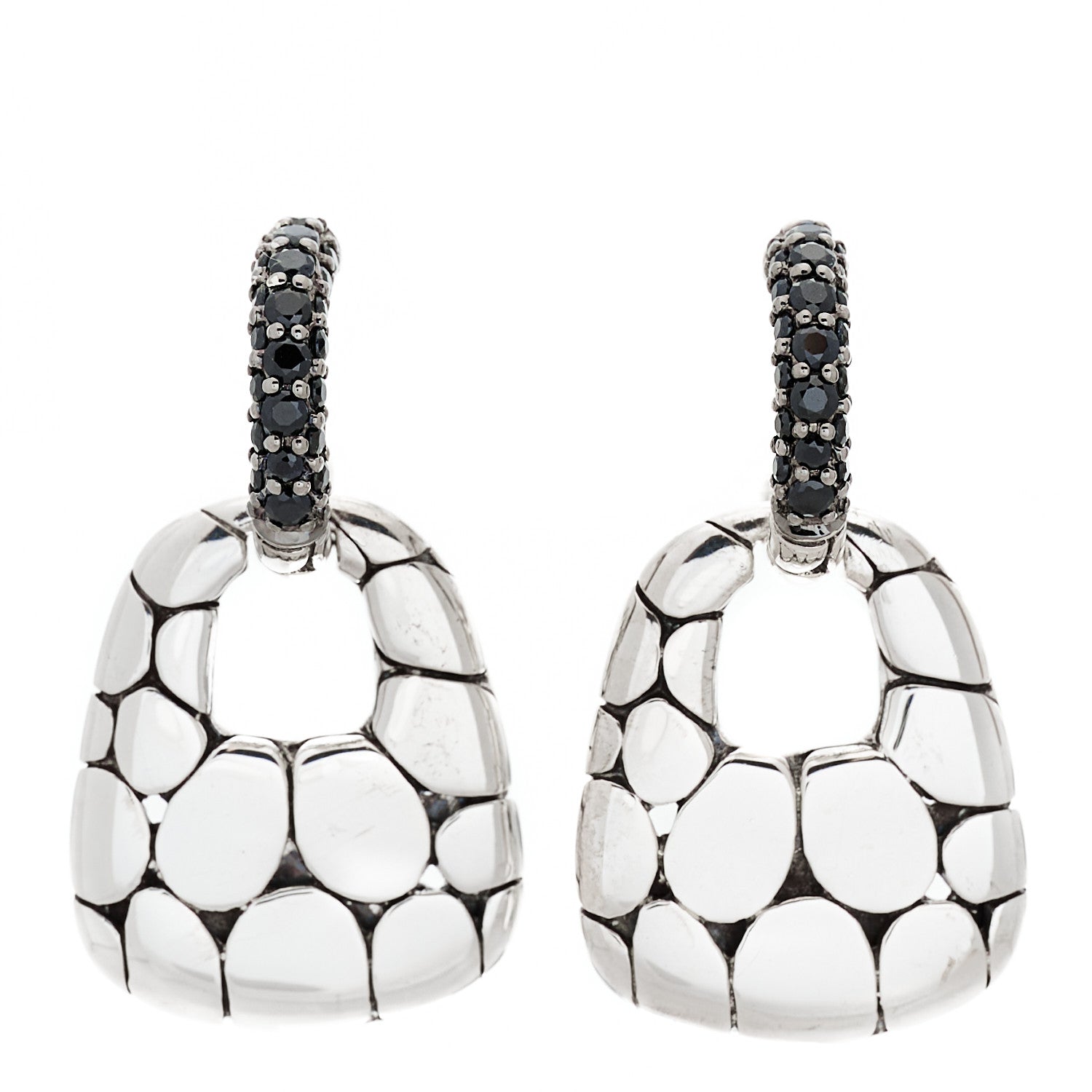 John Hardy Sterling Silver Black Sapphire Kali Door Knocker Earrings 1 of 4