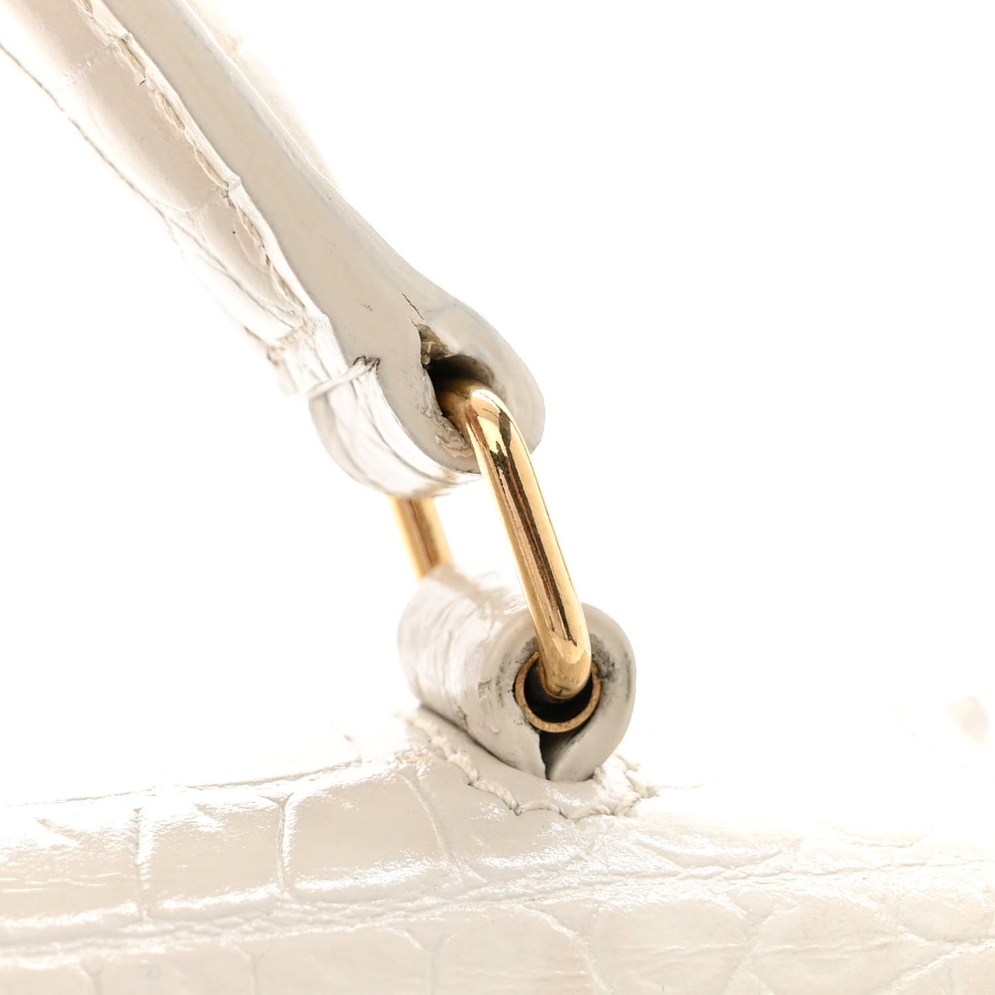 Crocodile Embossed Mini Classic Monogram Cassandra Top Handle Crema Soft