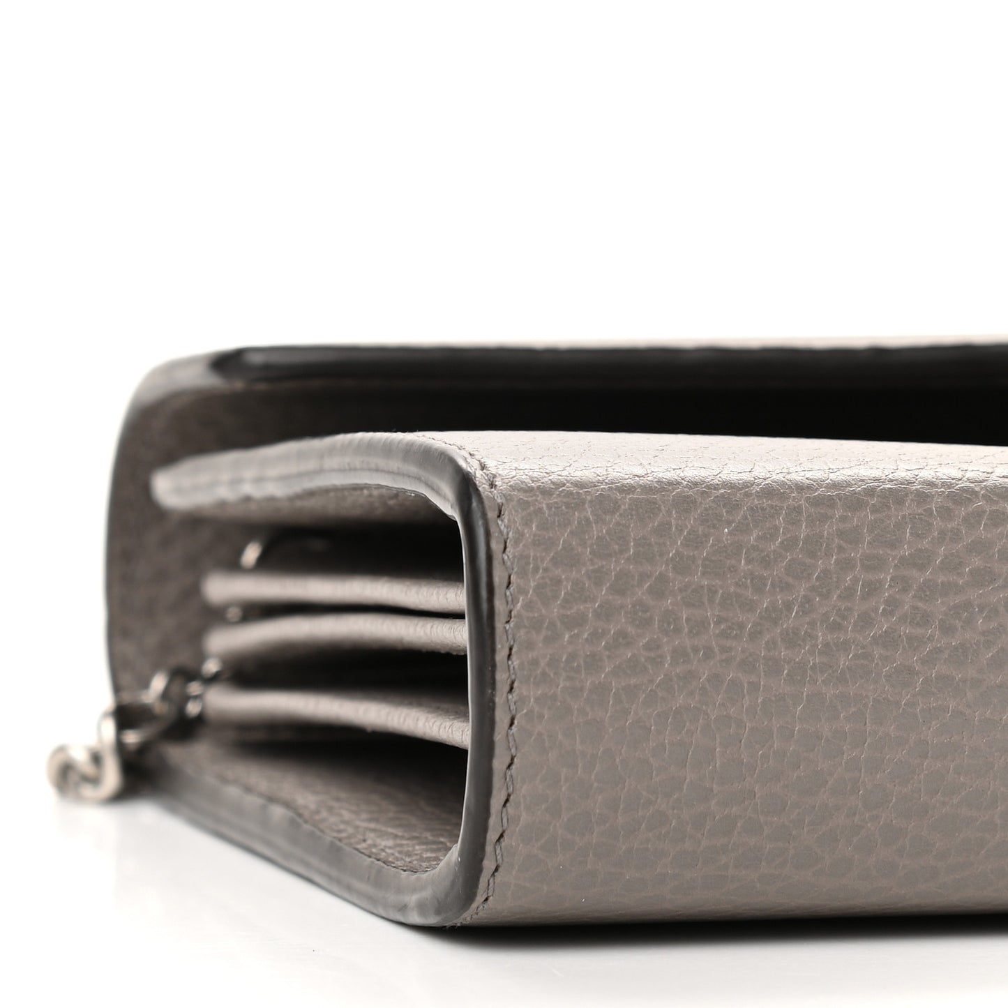 Dollar Calfskin Crystal Mini Dionysus Chain Wallet Dusty Grey Black Diamond