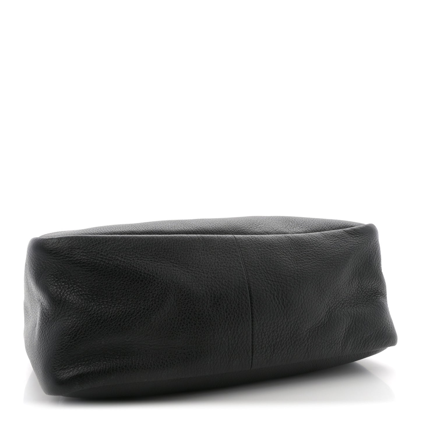 Vitello Daino Soft Medium Zippered Top Handle Bag Black