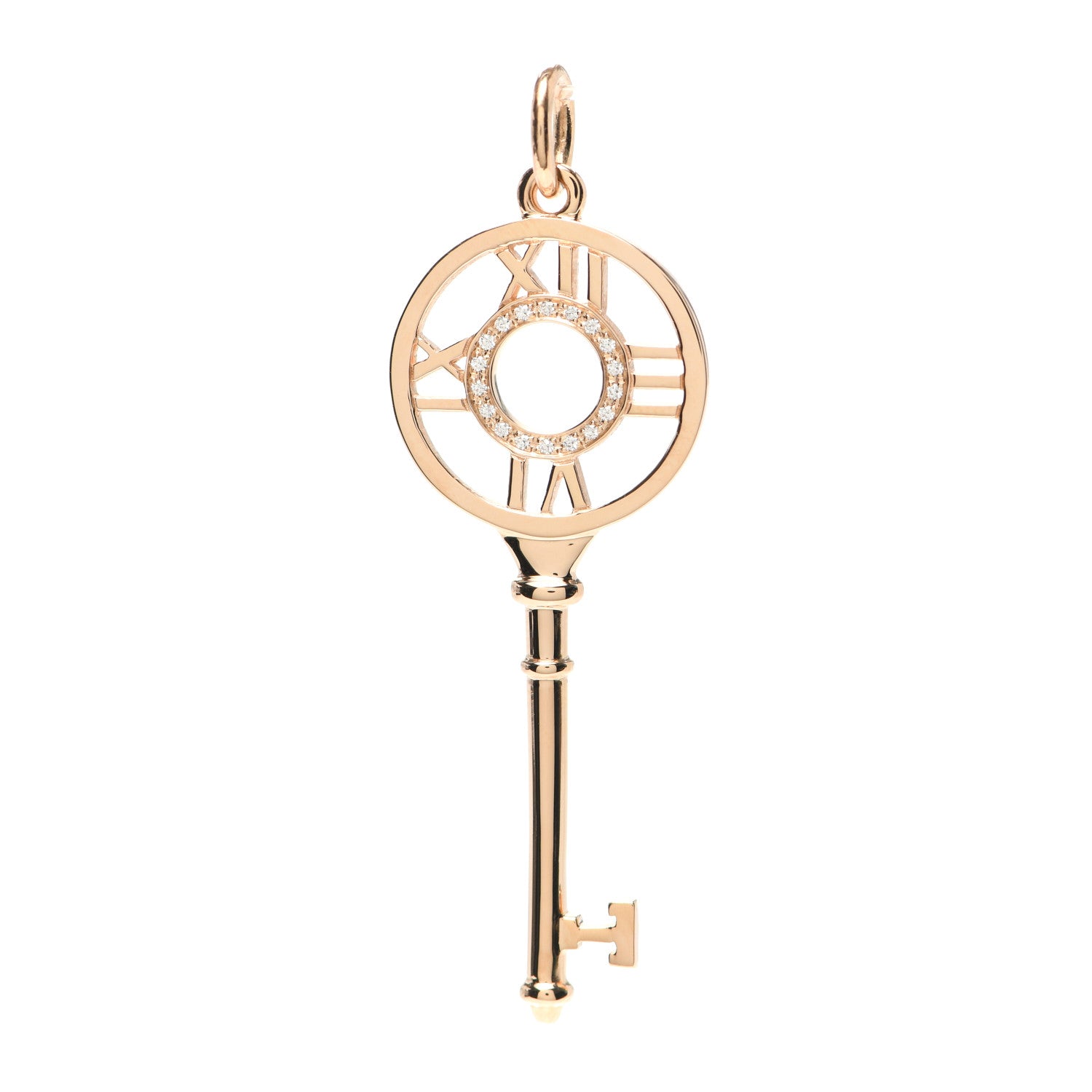 Tiffany 18K Rose Gold Diamond Atlas Key Pendant 1 of 4