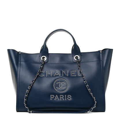 Chanel Caviar Medium Studded Deauville Tote Blue 1 of 8