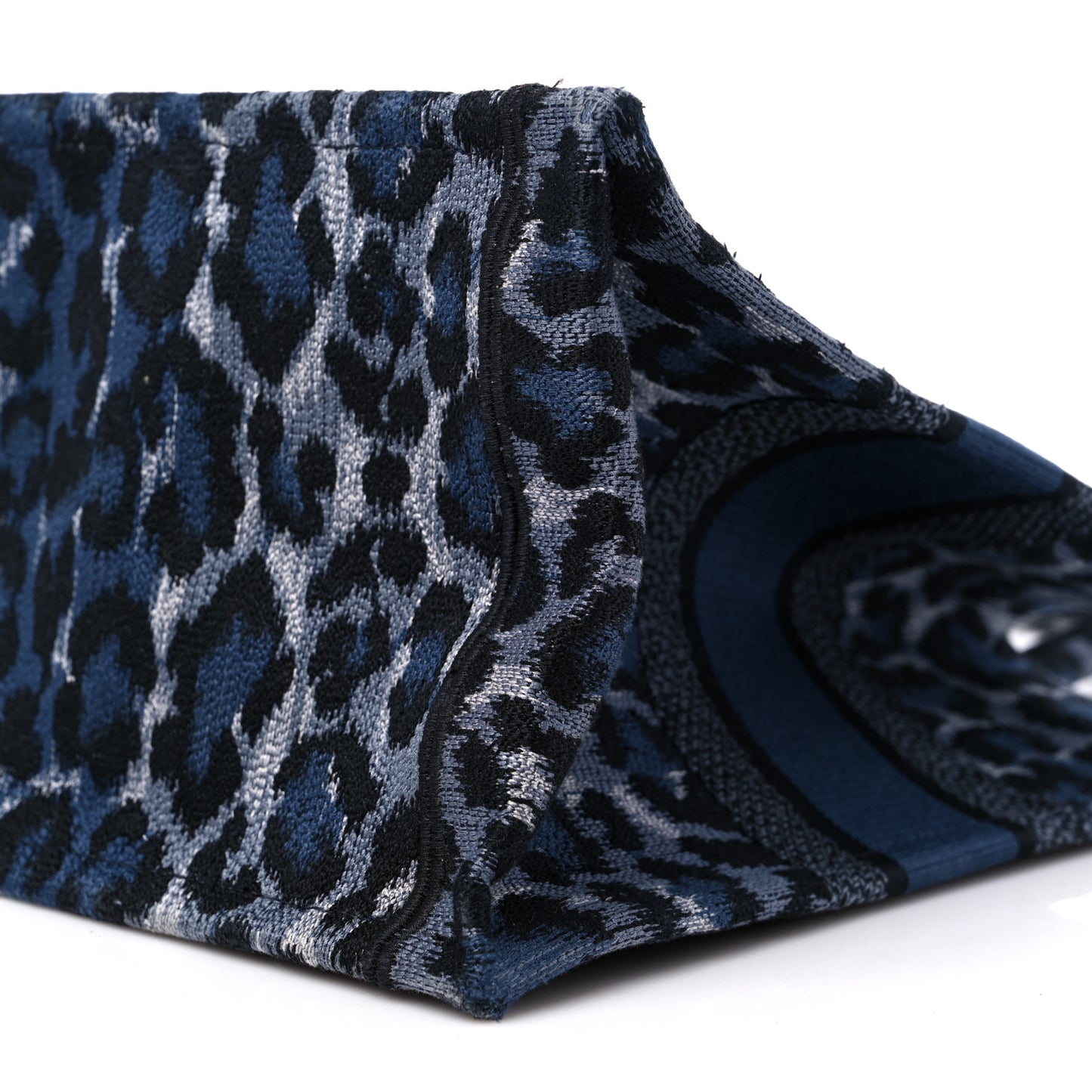 Canvas Mizza Embroidered Medium Leopard Book Tote Blue