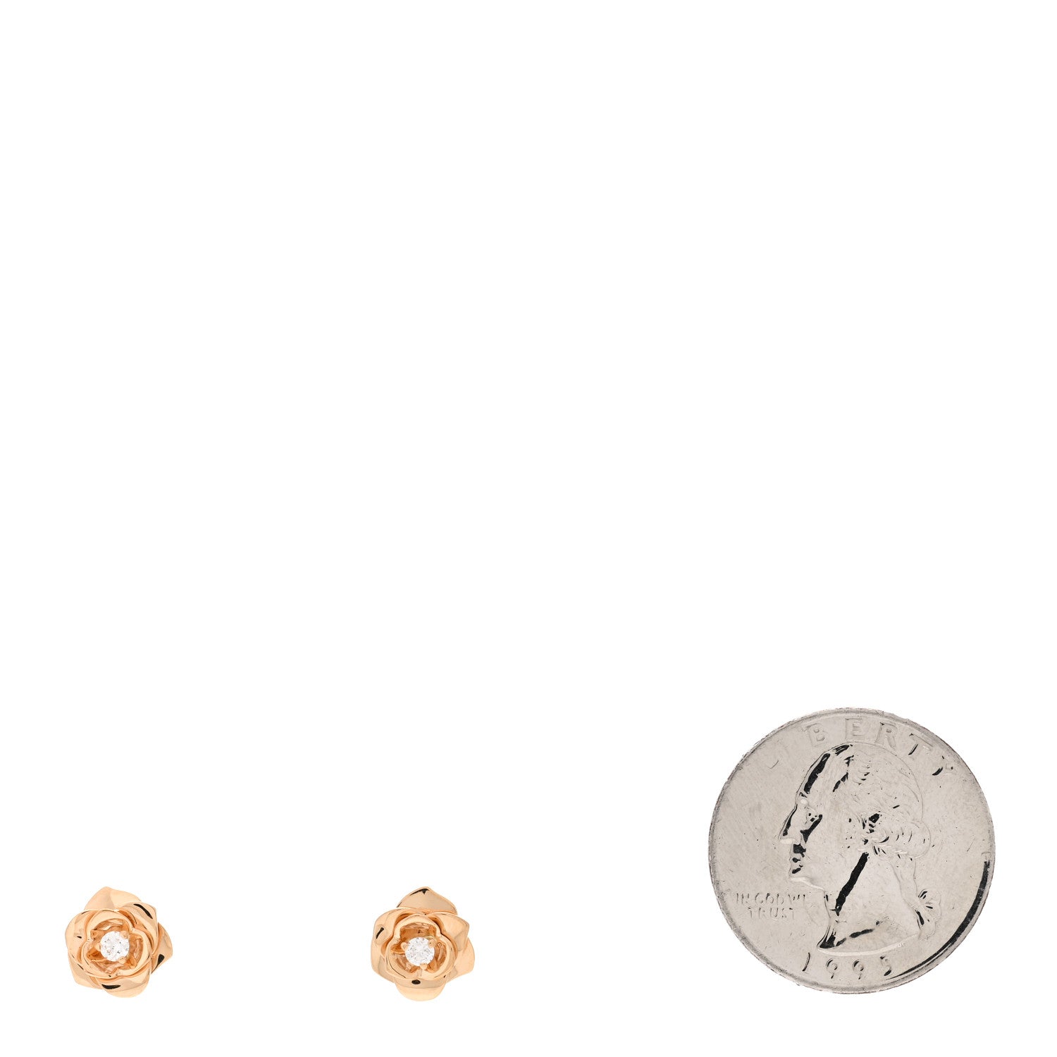 Piaget 18K Rose Gold Diamond Rose Earrings 2 of 5