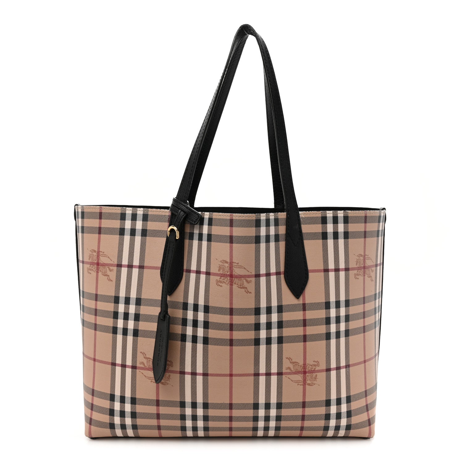 Burberry Grainy Calfskin Haymarket Check Medium Reversible Tote Black 1 of 21