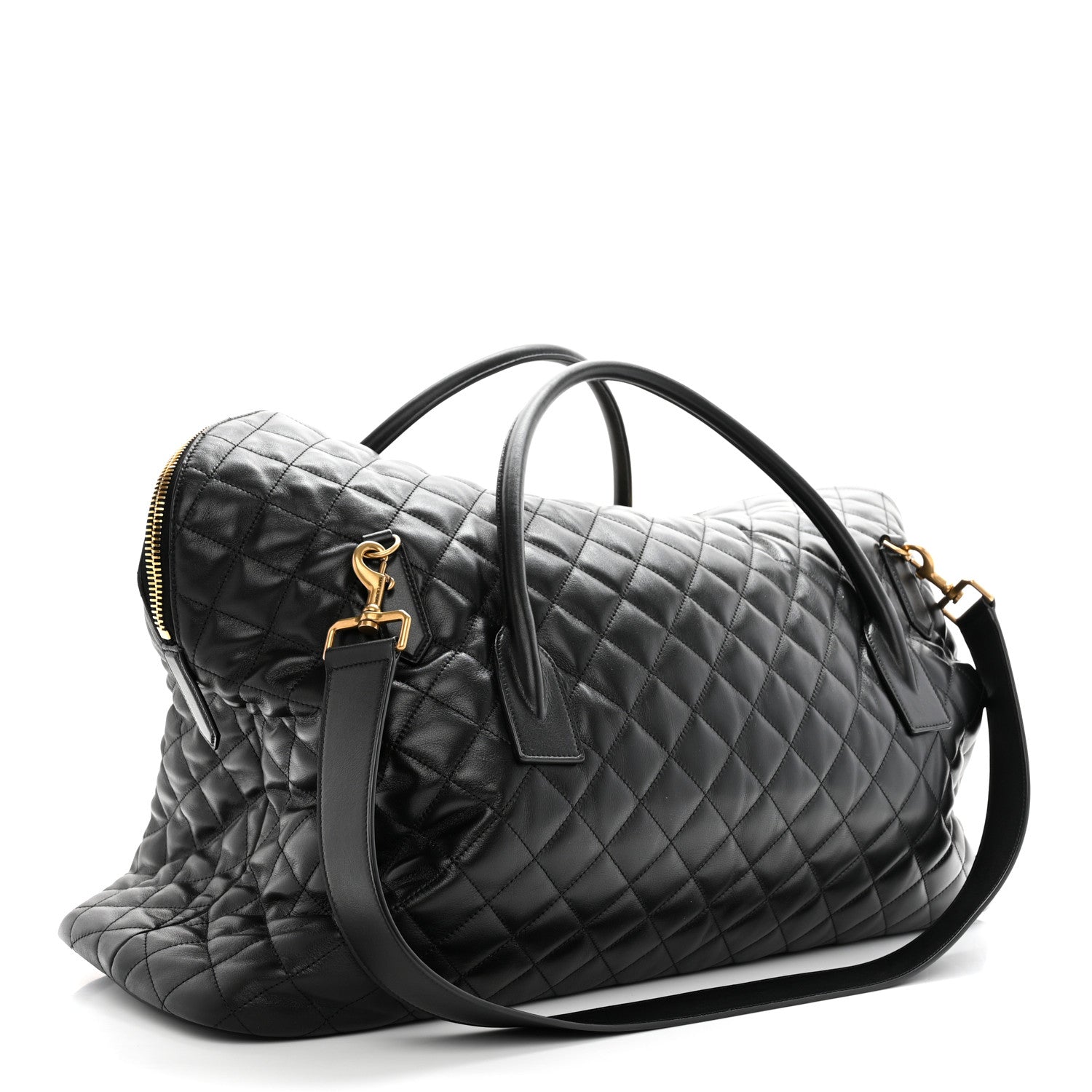 Saint Laurent Calfskin Quilted ES Giant Travel Bag Black 2 of 9