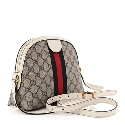 Gucci GG Supreme Monogram Textured Dollar Calfskin Web Small Ophidia Dome Shoulder Bag Beige Ebony Mystic White 3 of 13
