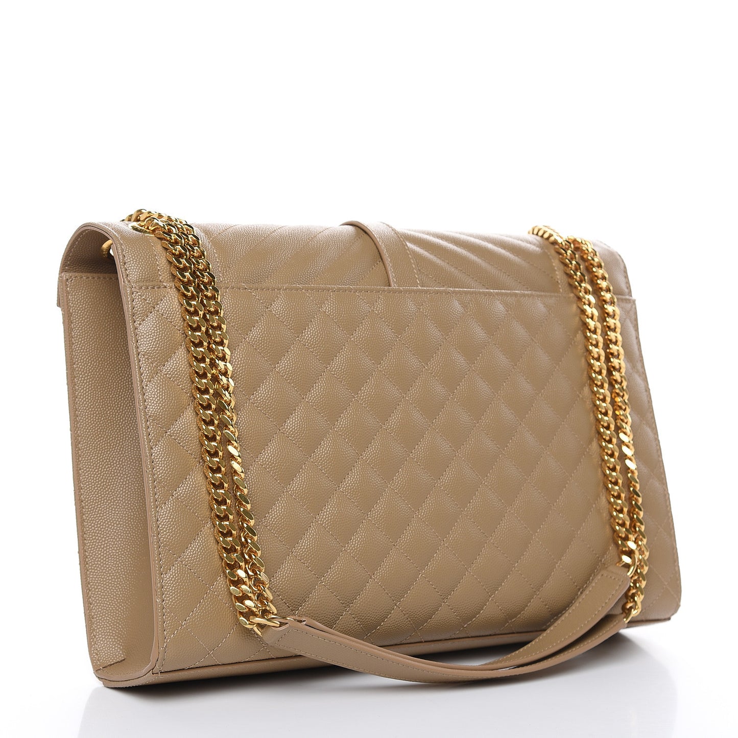 Grain De Poudre Mixed Matelasse Large Triquilt Monogram Satchel Dark Beige
