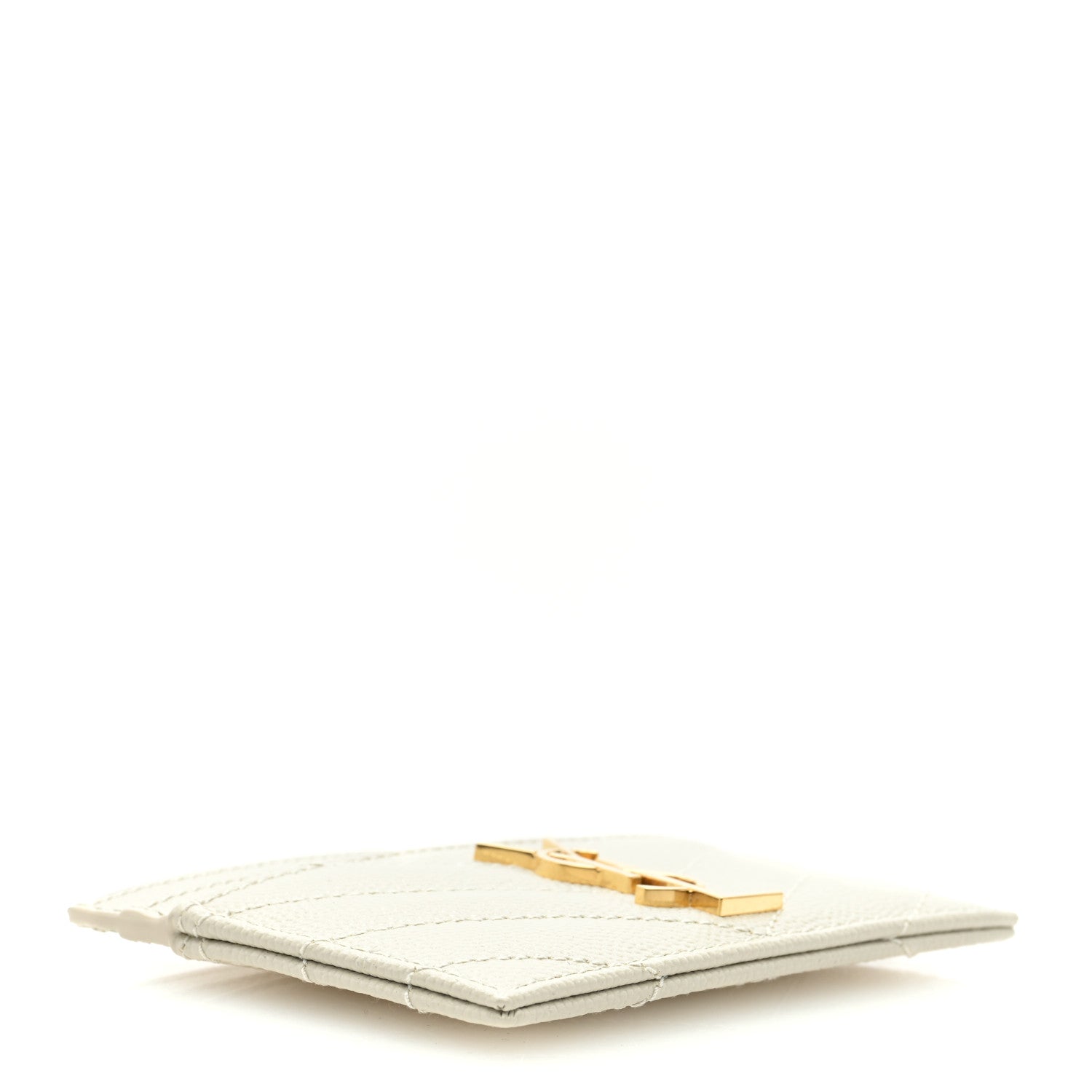 Saint Laurent Grain De Poudre Matelasse Chevron Monogram Credit Card Case Crema Soft 4 of 6