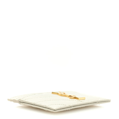 Saint Laurent Grain De Poudre Matelasse Chevron Monogram Credit Card Case Crema Soft 4 of 6