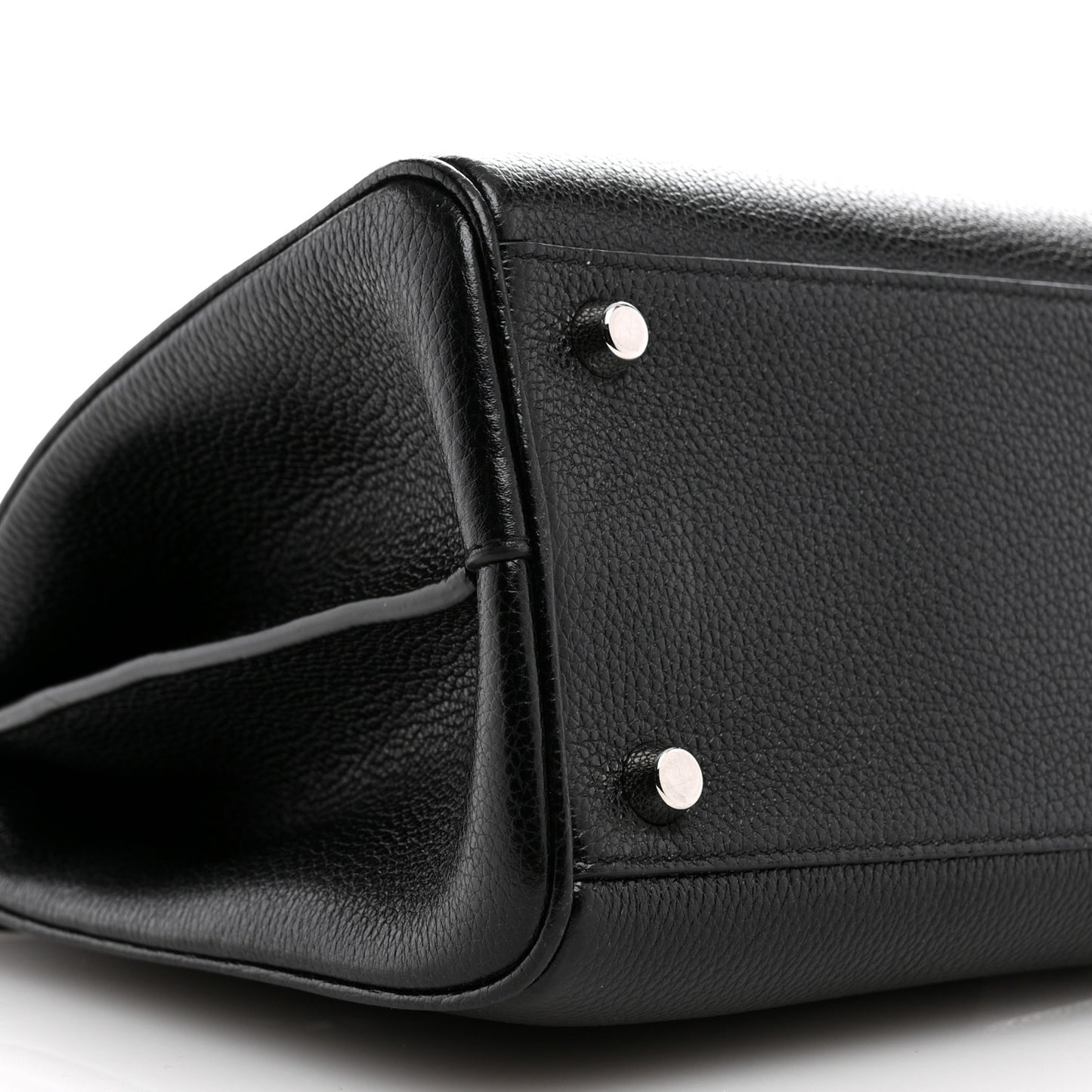 Grainy Calfskin Small Zumi Top Handle Bag Black