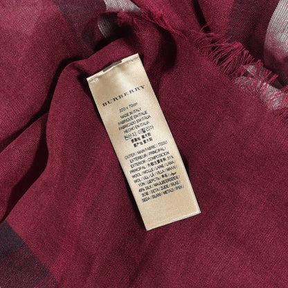 Burberry Wool Silk Gauze Giant Check Scarf Plum 3 of 4