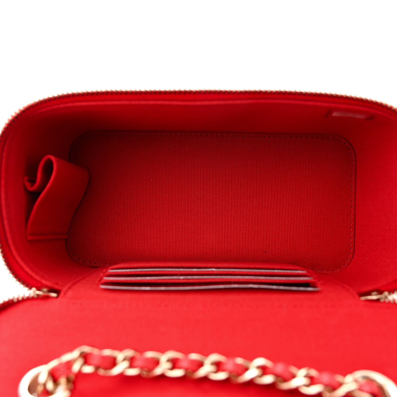 Chanel Caviar Quilted Small Vanity Case With Chain Red 5 of 11