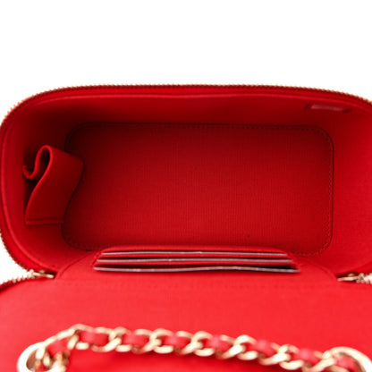 Chanel Caviar Quilted Small Vanity Case With Chain Red 5 of 11