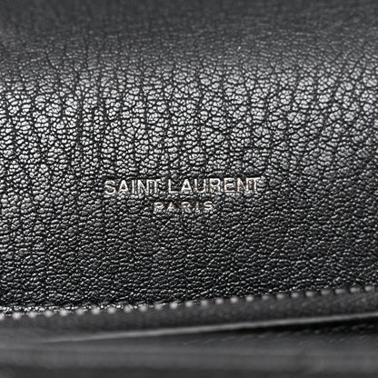 Saint Laurent Sheepskin Matelasse Chevron Monogram Monochrome Large College Satchel Black 6 of 10