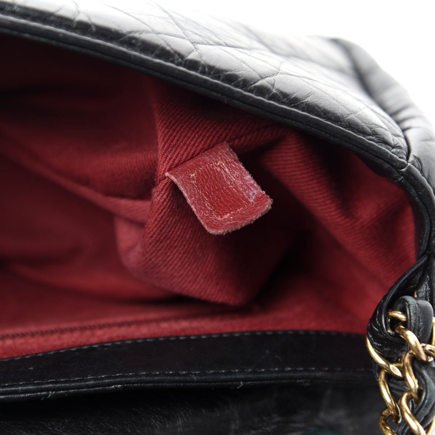 Aged Calfskin Quilted Medium Pondichery Flap Black