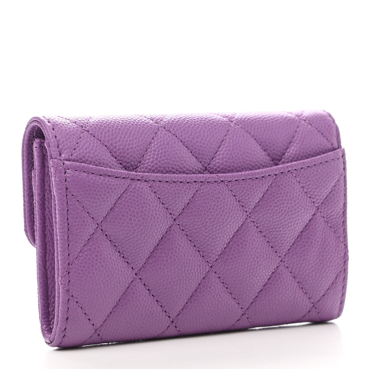 Chanel Caviar Quilted Flap Card Holder Wallet Purple 3 of 9