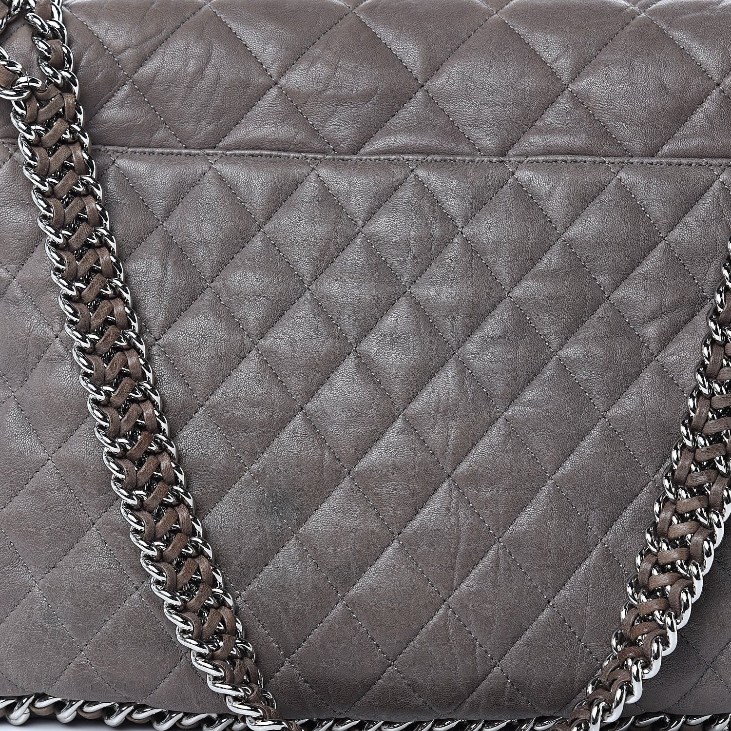 Chanel Washed Lambskin Quilted Chain Around Maxi Flap Brown 14 of 19