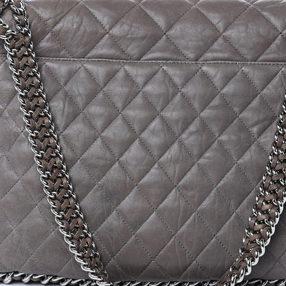 Chanel Washed Lambskin Quilted Chain Around Maxi Flap Brown 14 of 19