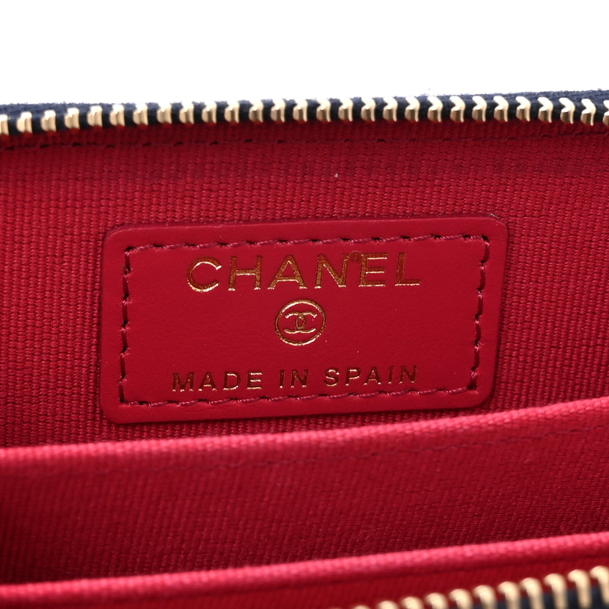 Caviar Quilted Perforated CC Zip Coin Purse  Navy