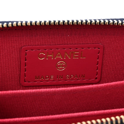 Chanel Caviar Quilted Perforated CC Zip Coin Purse  Navy 6 of 9