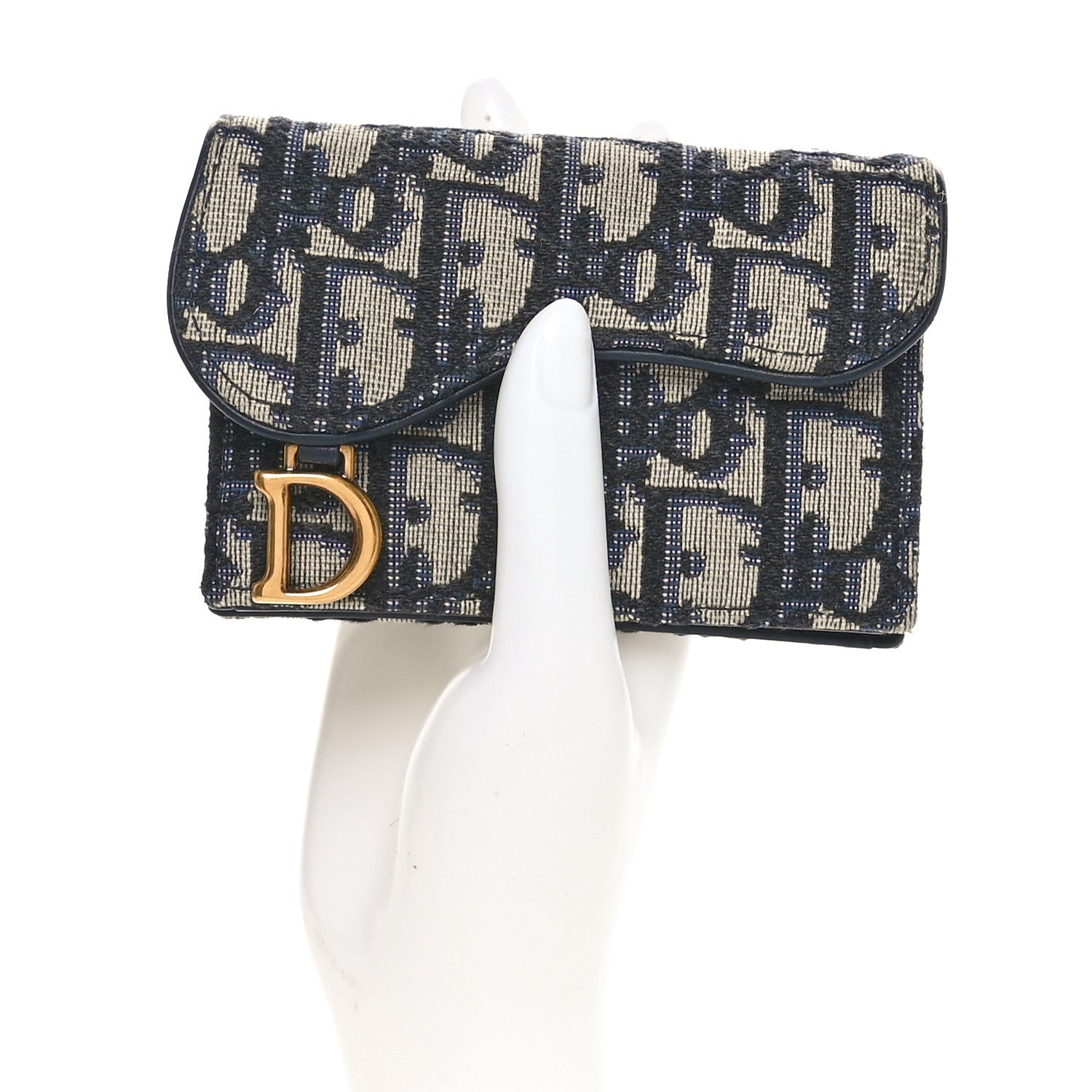 Christian Dior Oblique Saddle Card Holder Blue 2 of 11