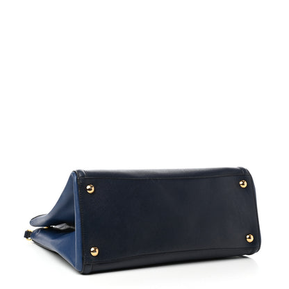Prada Saffiano Lux Medium Bi-Color Tote Baltico Bluette 4 of 9