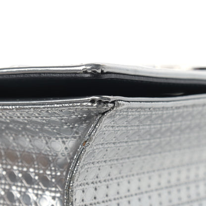 Christian Dior Metallic Patent Micro-Cannage Medium Diorama Flap Bag Silver 8 of 17