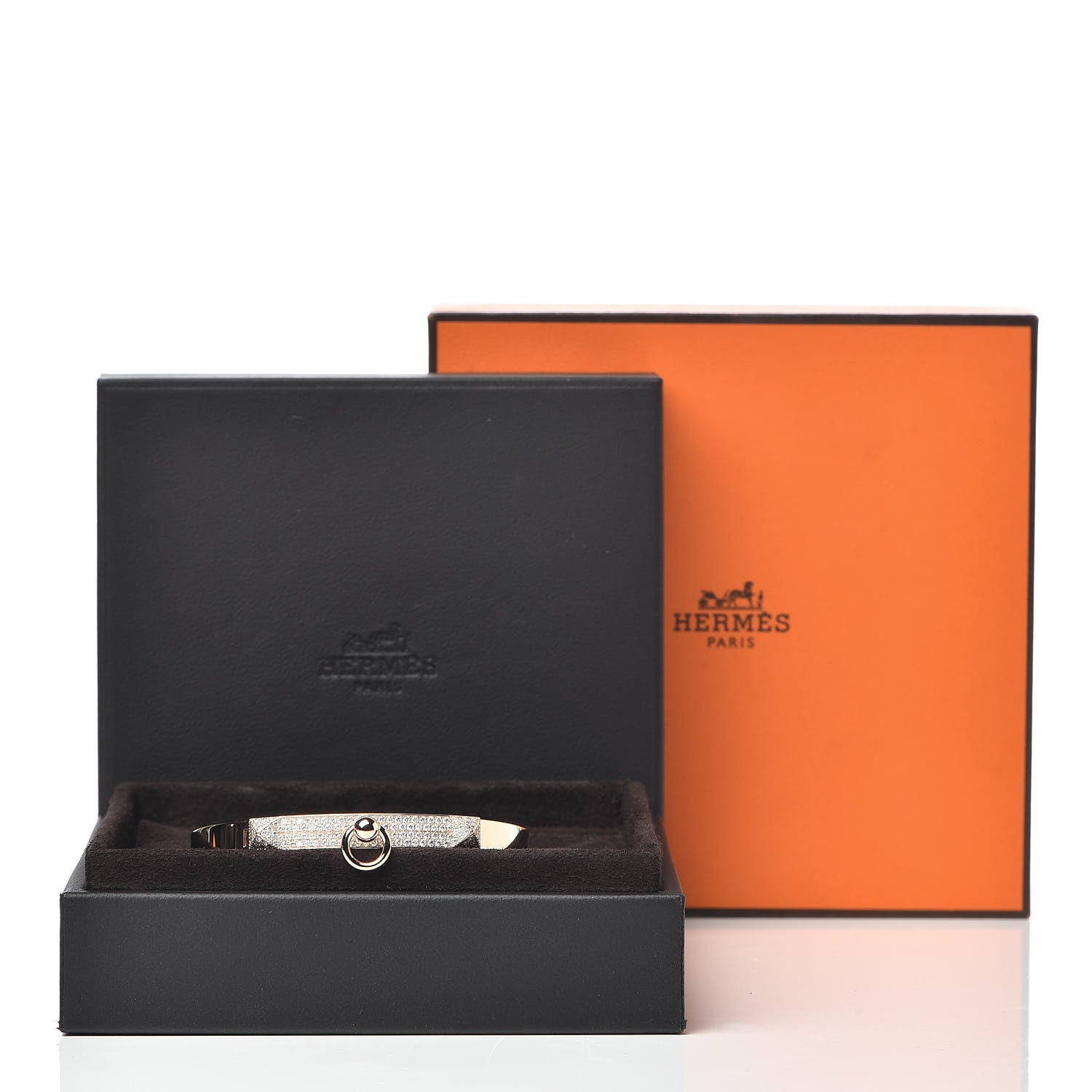 Hermes 18K Rose Gold Diamond PM Collier De Chien Pave Bracelet SH 5 of 5