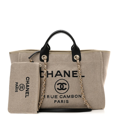 Chanel Mixed Fibers Medium Deauville Tote Beige Black 1 of 11