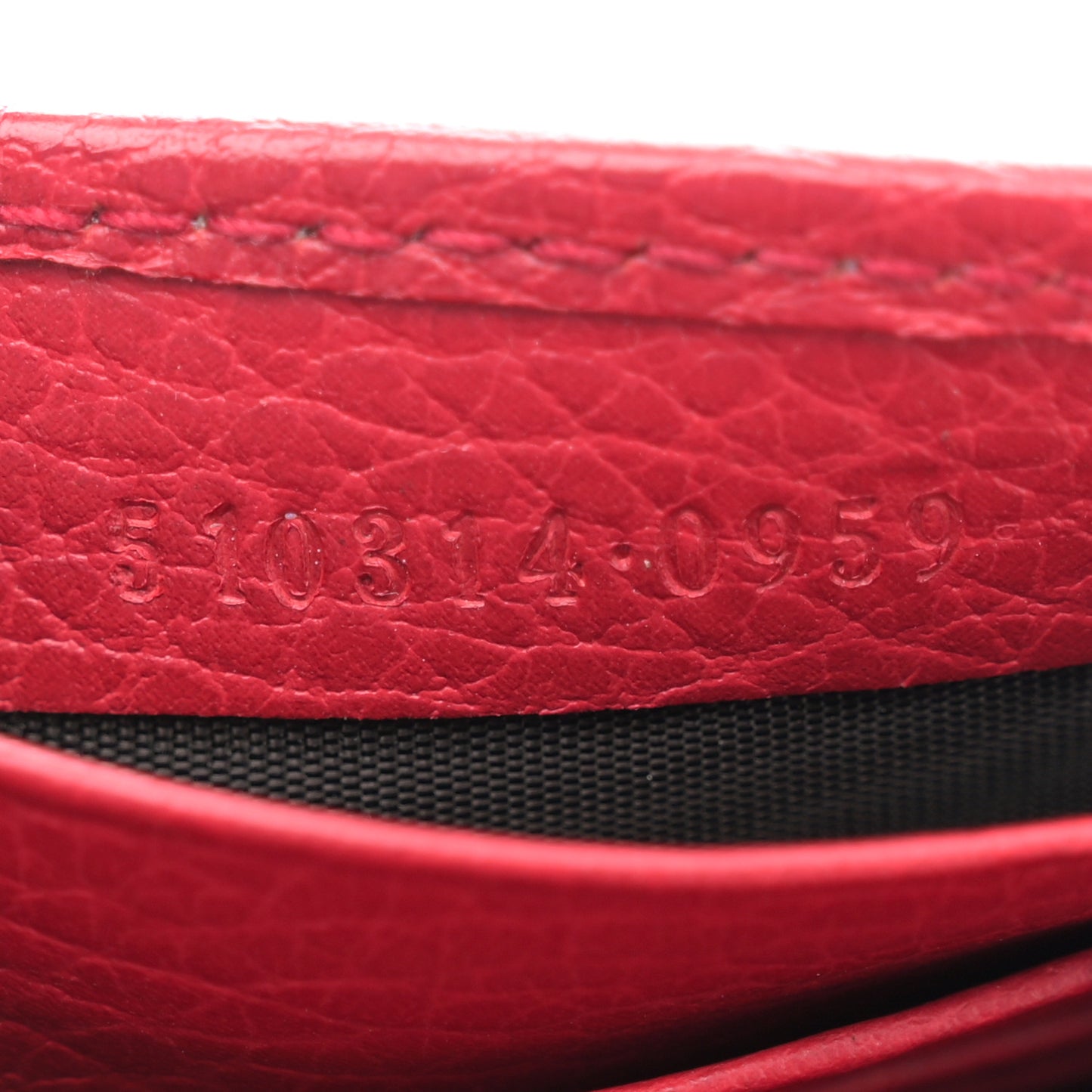 Dollar Calfskin Interlocking G Chain Wallet Red