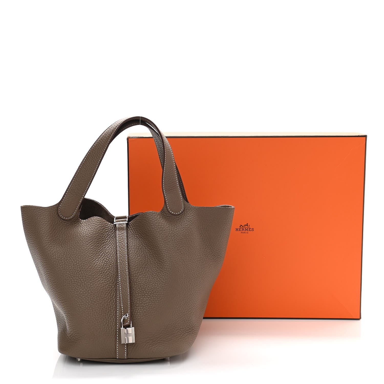 Hermes Taurillon Clemence Picotin Lock 22 MM Etoupe 10 of 10