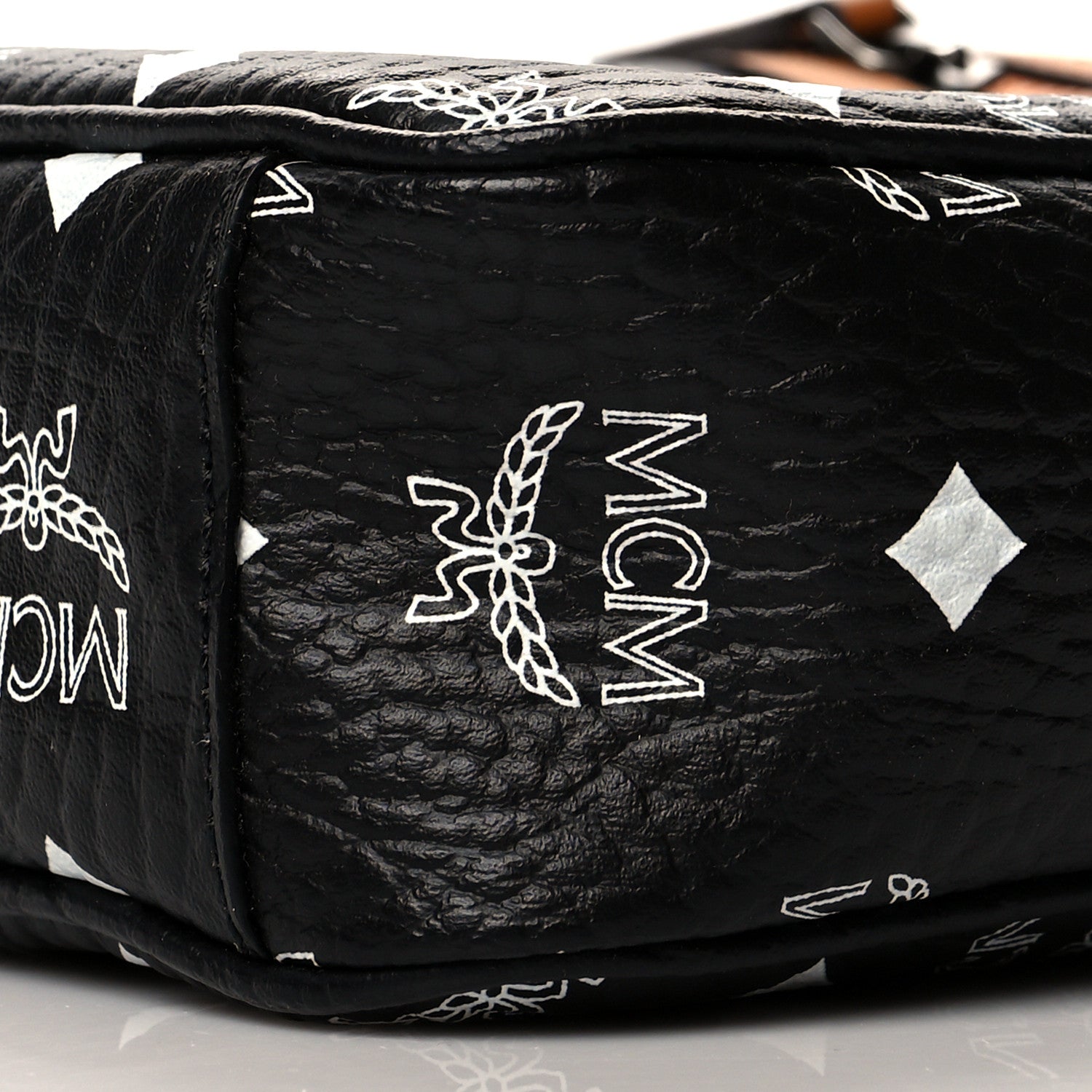 MCM Visetos Camera Crossbody Bag Black Cognac 8 of 8