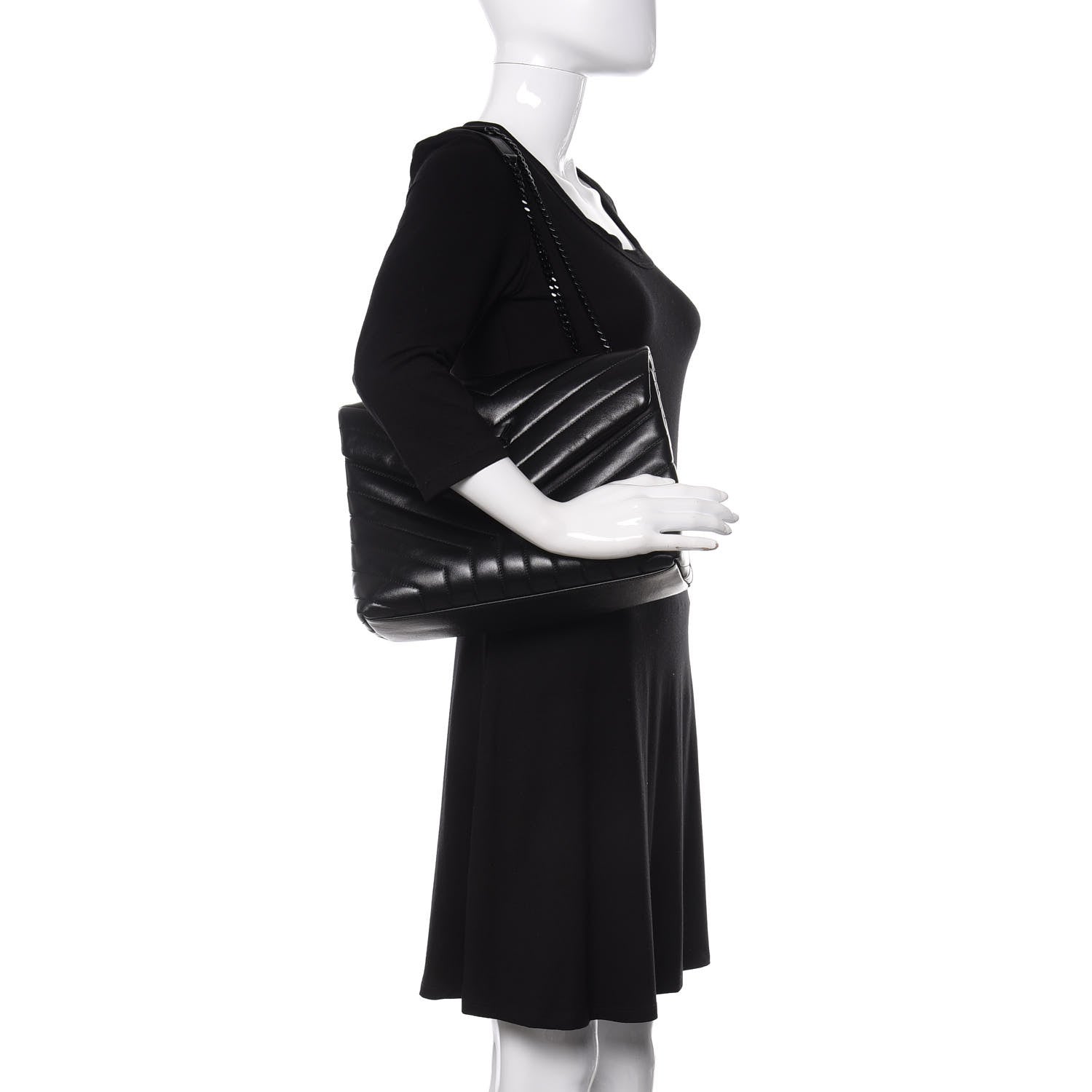 Saint Laurent Calfskin Y Quilted Monogram Medium Loulou Chain Satchel Black 2 of 12