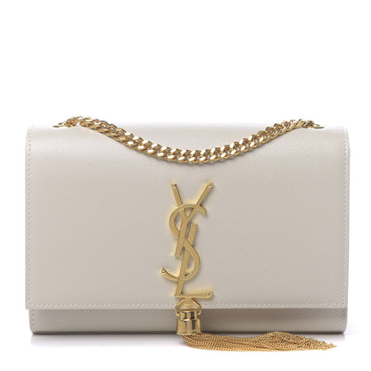 Saint Laurent Grain De Poudre Small Classic Monogram Kate Tassel Satchel Blanc Vintage 1 of 9