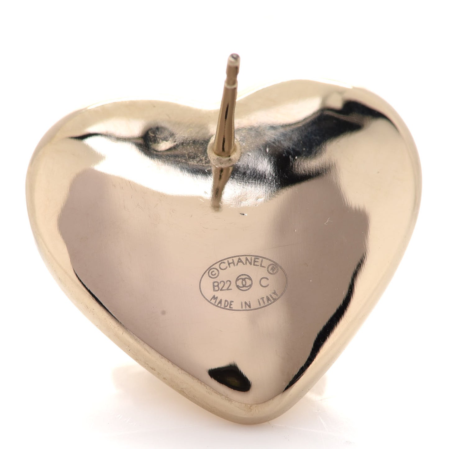 Pearl CC Heart Earrings Gold