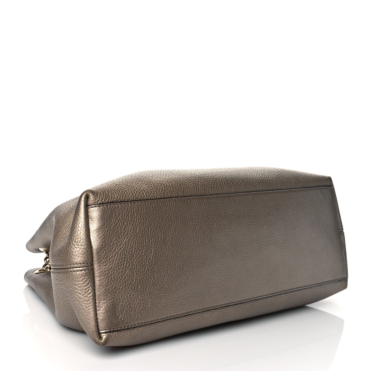 Gucci Metallic Pebbled Calfskin Medium Soho Chain Shoulder Bag Golden Beige 4 of 11