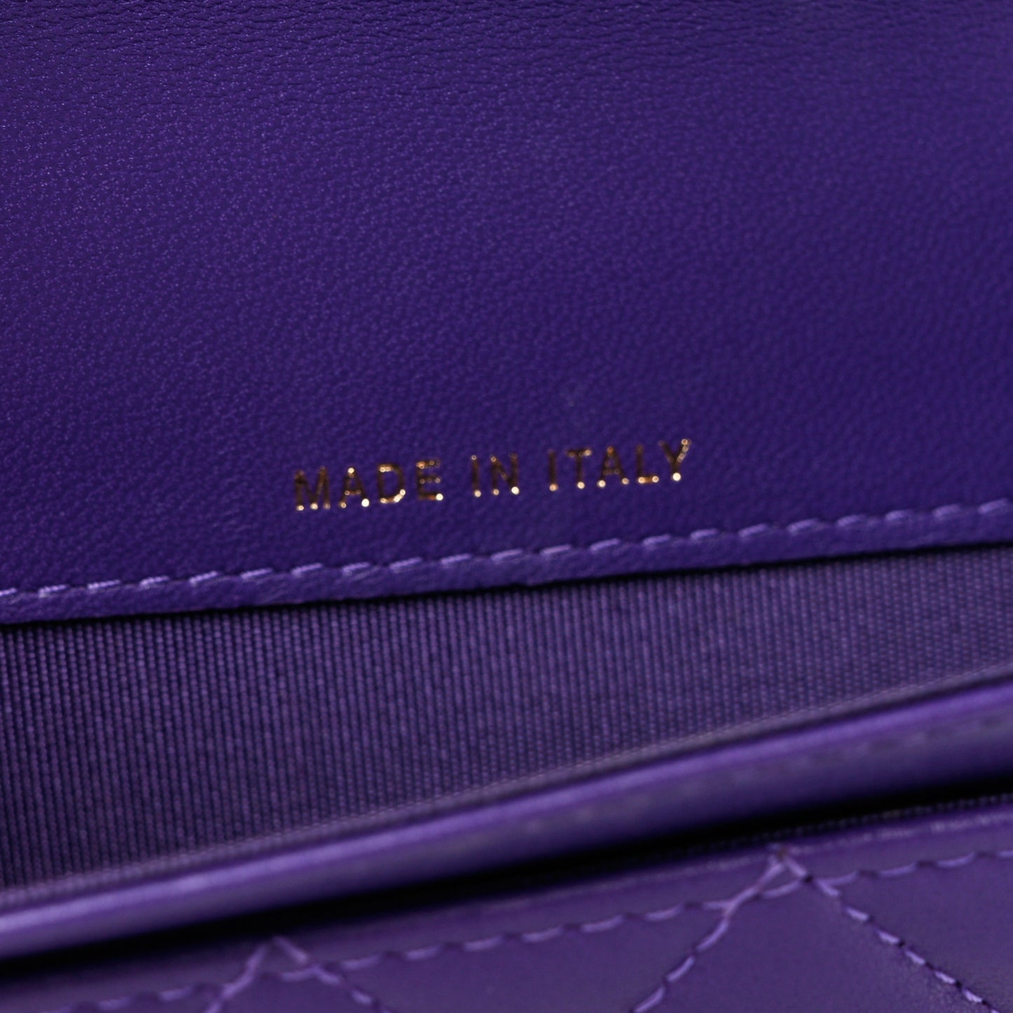 Lambskin Quilted Boy Flap Card Holder Purple