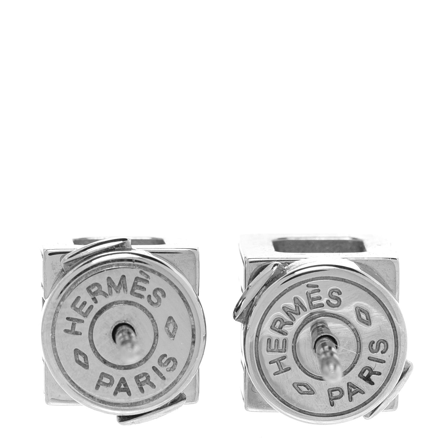 Hermes Palladium Lacquered Cage d'H Earrings Black 4 of 5