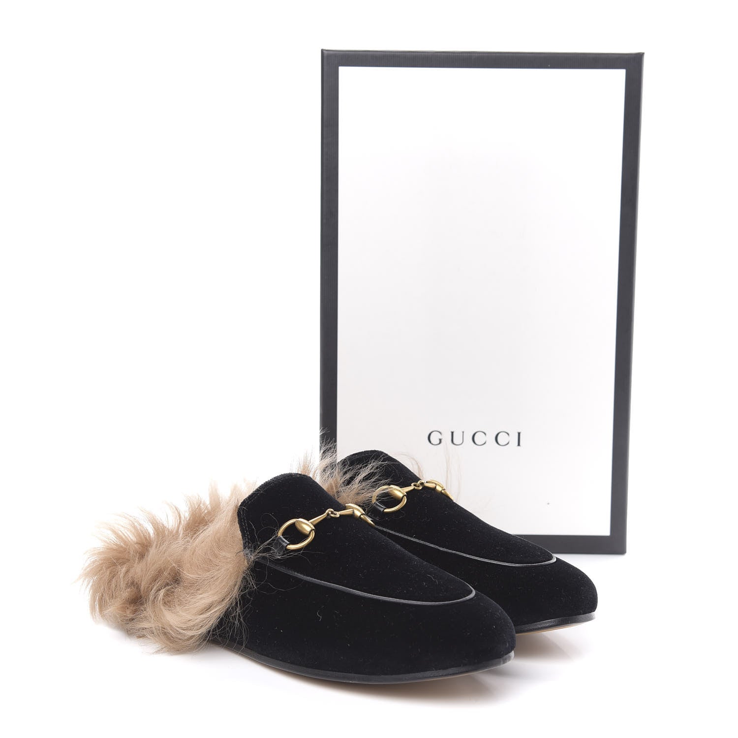 Gucci Velvet Fur Womens Princetown Slippers 38 Black 8 of 8