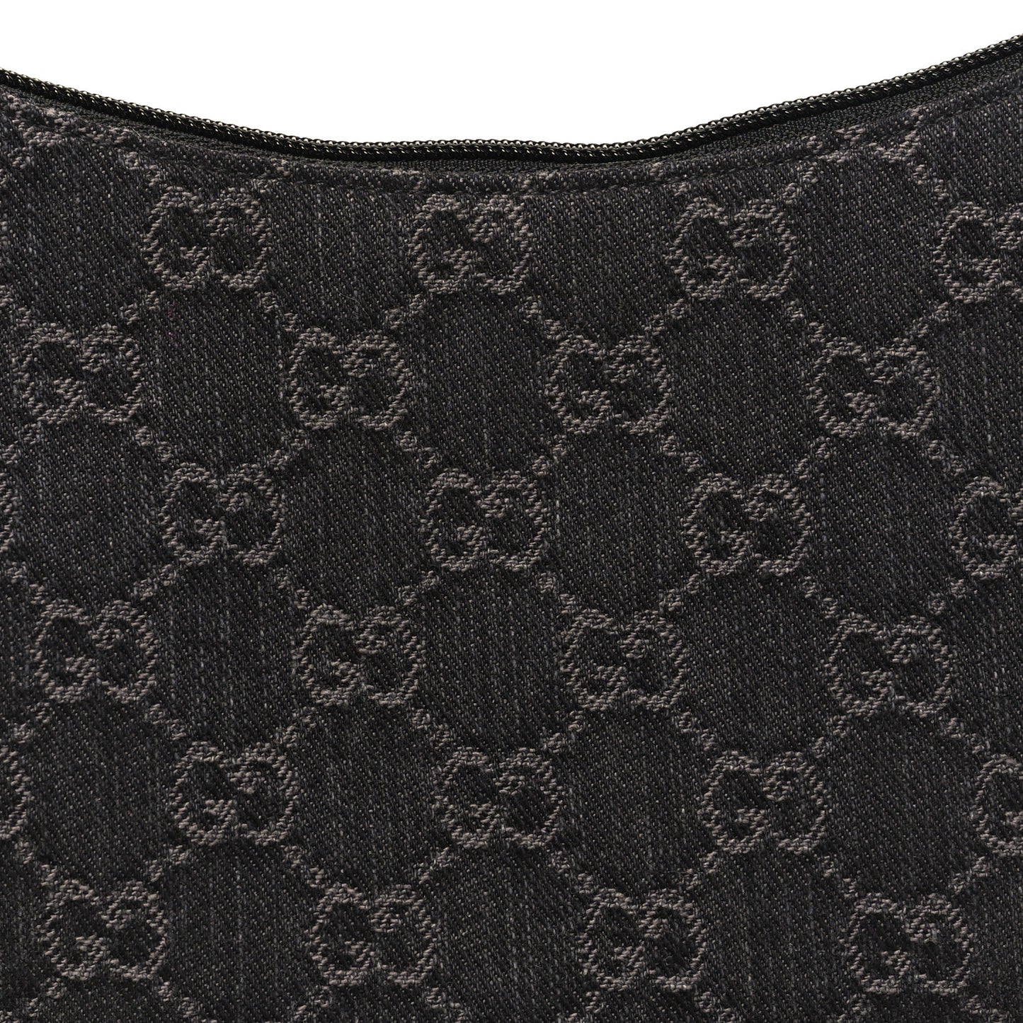 Jacquard Black Denim GG Monogram Horsebit Slim Small Shoulder Bag Black Grey