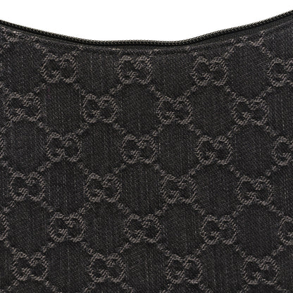 Gucci Jacquard Black Denim GG Monogram Horsebit Slim Small Shoulder Bag Black Grey 8 of 10