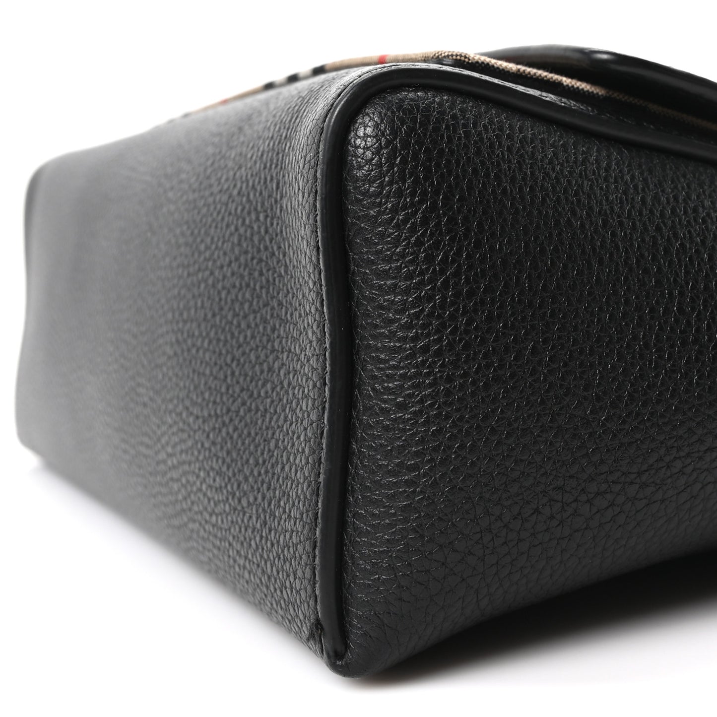 Coated Canvas Calfskin Vintage Check Medium Note Crossbody Bag Black